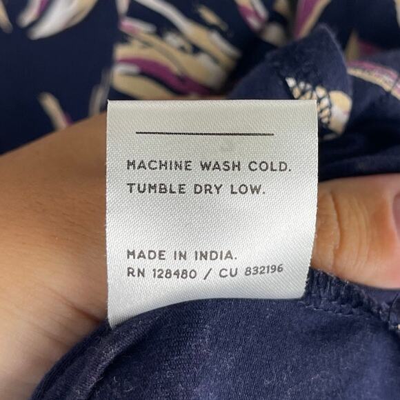 Pact Maternity Freesia Palms Ruched Tank Midi Dress Small Navy Blue Organic - Picture 8 of 11